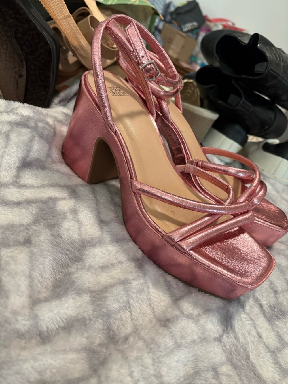 Target Metallic Rose Pink Platform Slingback Heels